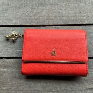 Beanpole Women’s Red Saffiano Leather Trifold Wallet with Detachable Charm